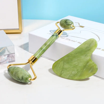 Zestaw 2 Sztuki Masażerów kwarcowych, Gua Sha Zielony, Do Twarzy