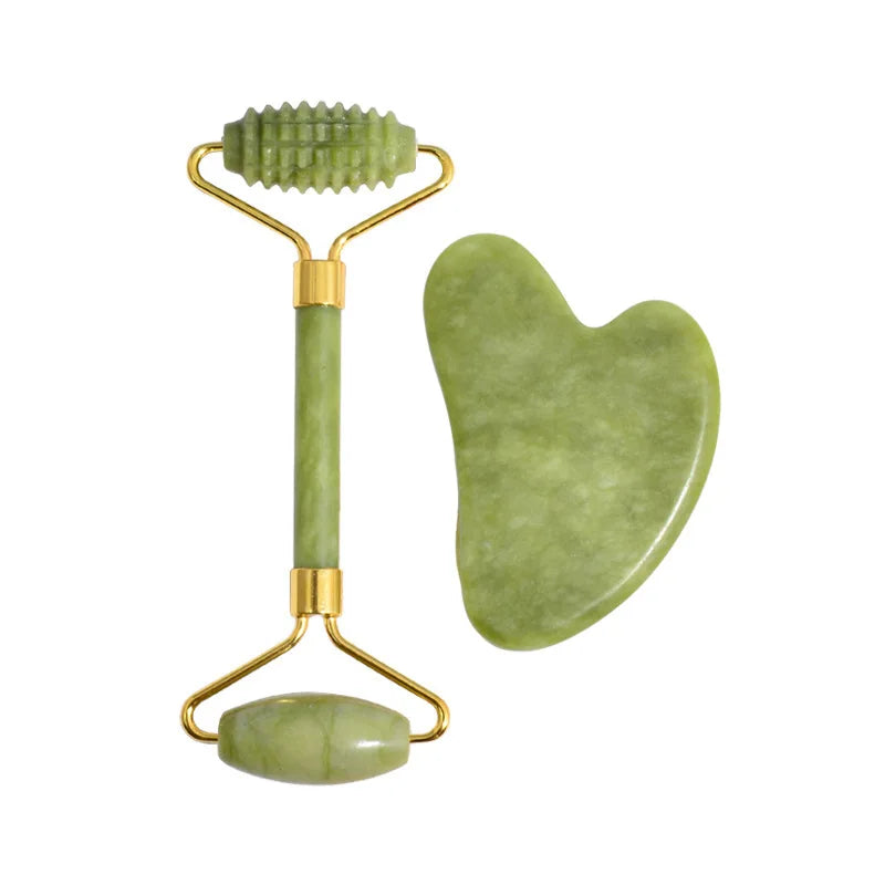 Zestaw 2 Sztuki Masażerów kwarcowych, Gua Sha Zielony, Do Twarzy
