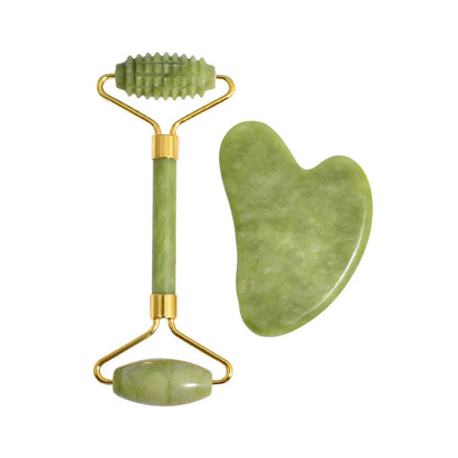 Zestaw 2 Sztuki Masażerów kwarcowych, Gua Sha Zielony, Do Twarzy